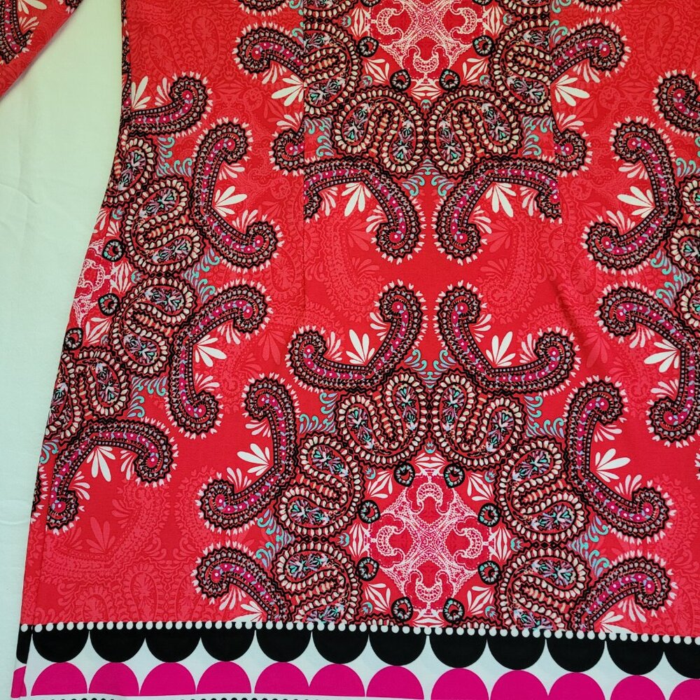 Chico's Paisley Medallion Print 3/4 Sleeve Stretch Shift Dress Womens 4 Sz 0 - Picture 9 of 10
